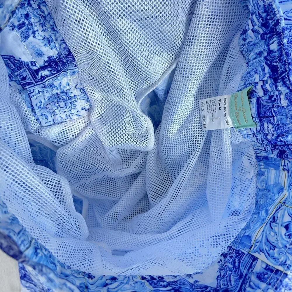 Antica Sartoira Blue Toile Board Swim Shorts Men's M Giacomo Cinque Positano - Picture 4 of 11